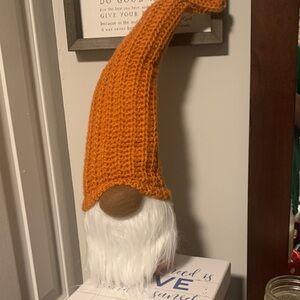 Orange Knit Gnome Decor
